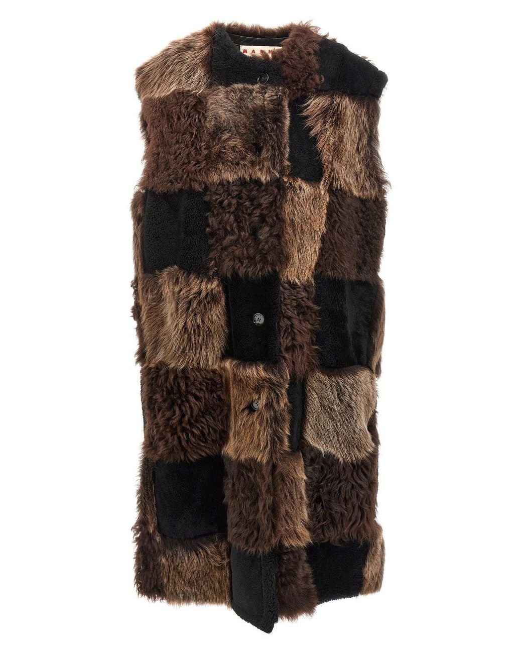 Marni Brown 'Long Shearling' Waistcoat