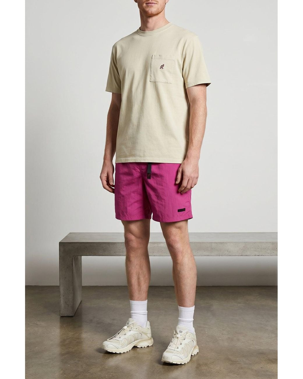Gramicci Pink Bermuda Shorts With Integrated Belt for men
