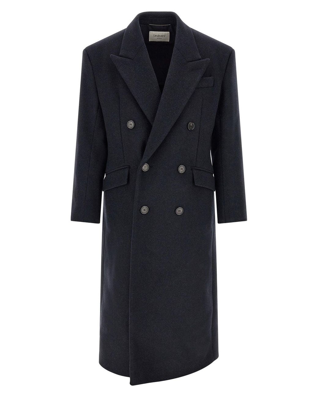 Saint Laurent Black Double-Breasted Coat for men