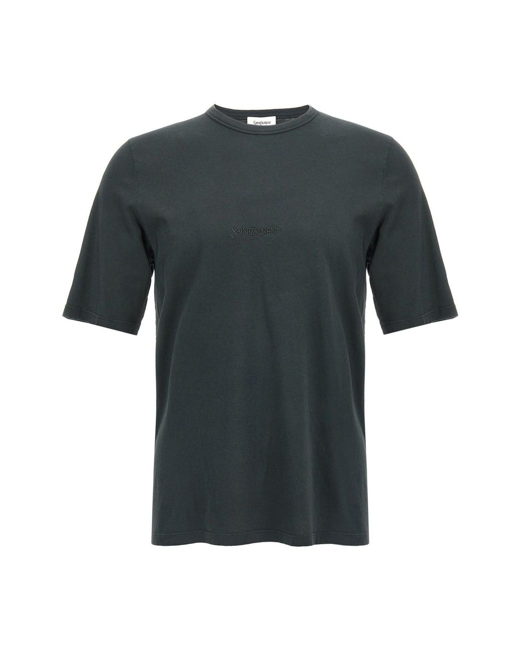 Saint Laurent Black Logo Embroidery T-Shirt for men