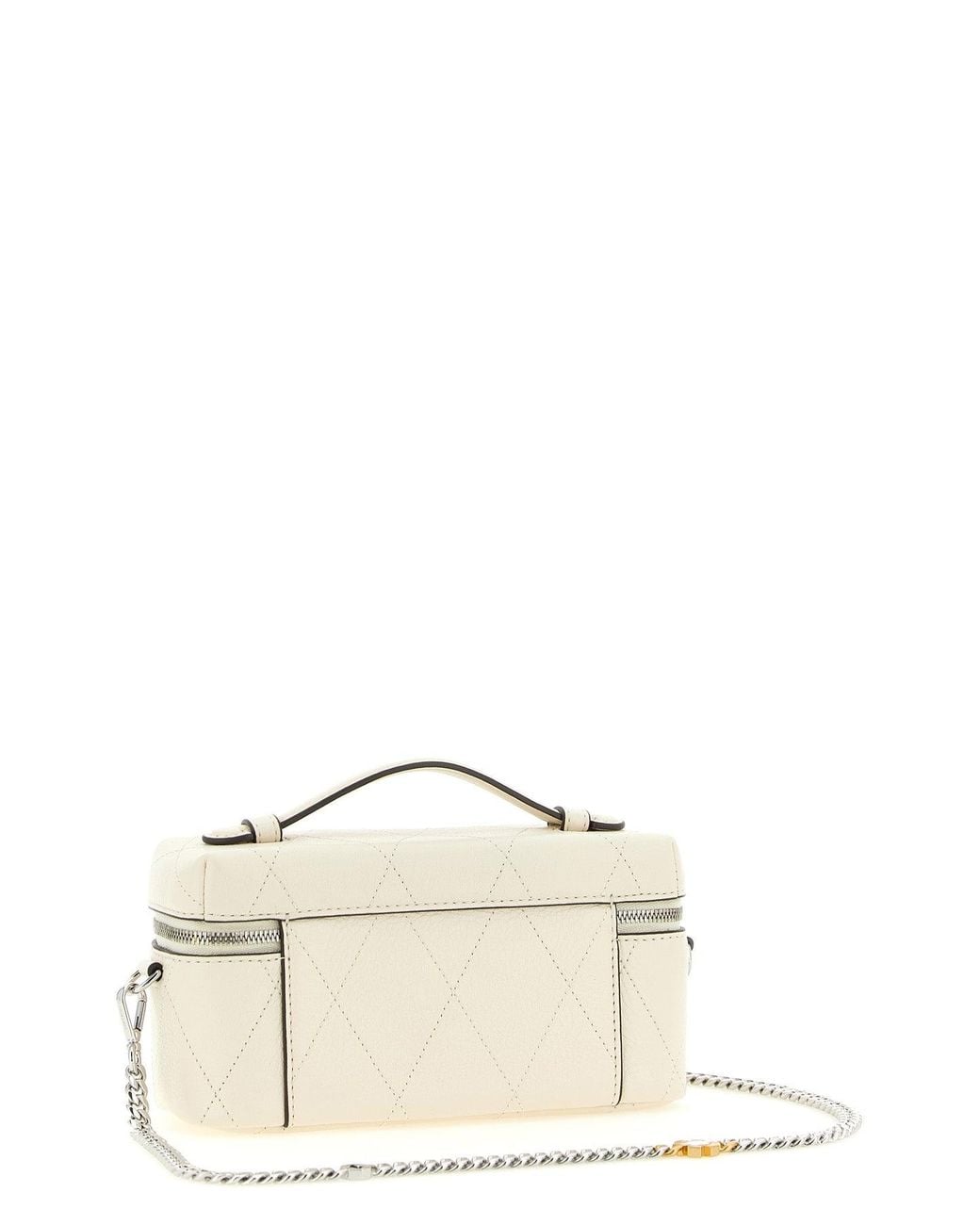 Tory Burch White Quilted Leather Vanity Case