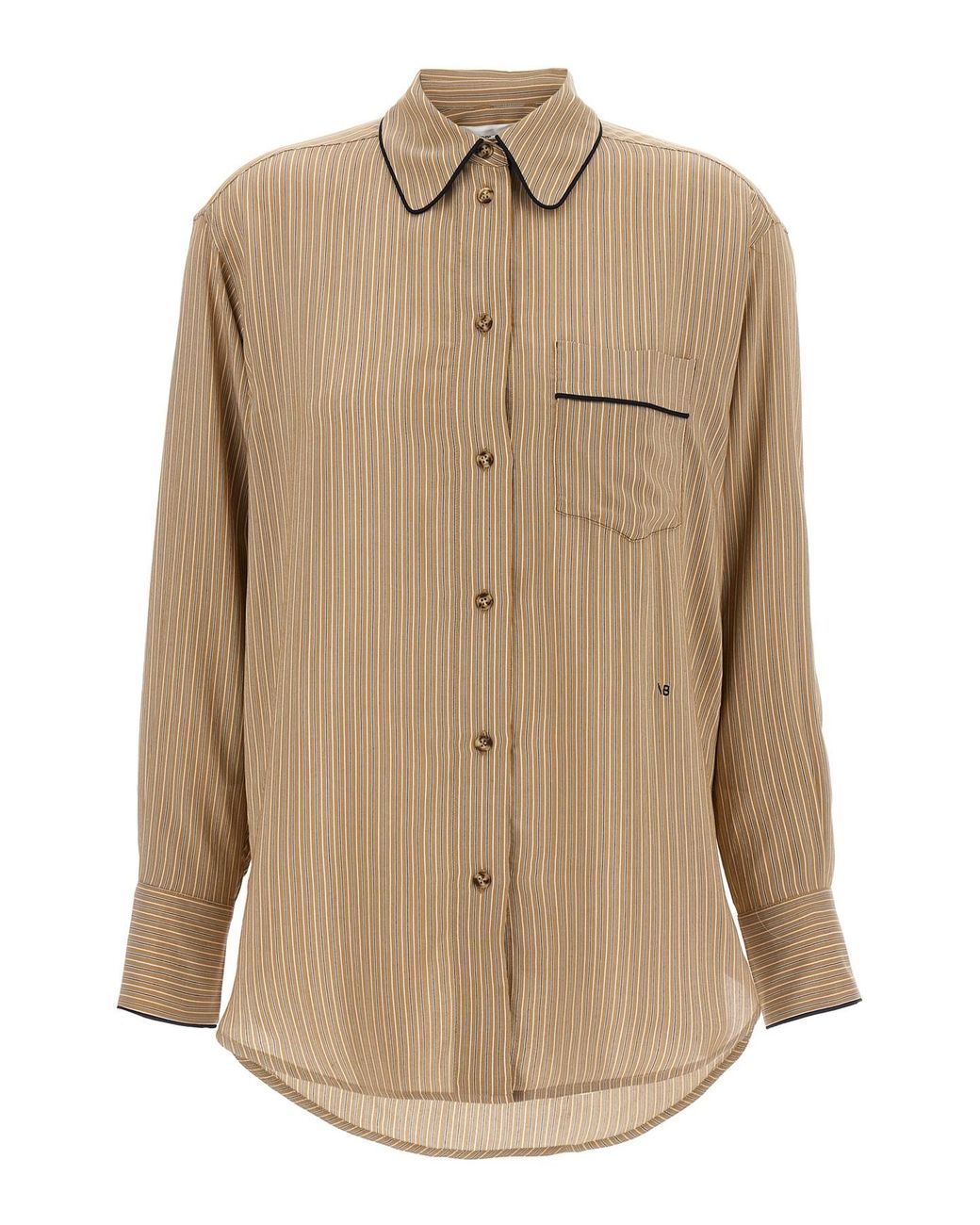 Victoria Beckham Natural 'piping Detail Pyjama' Shirt