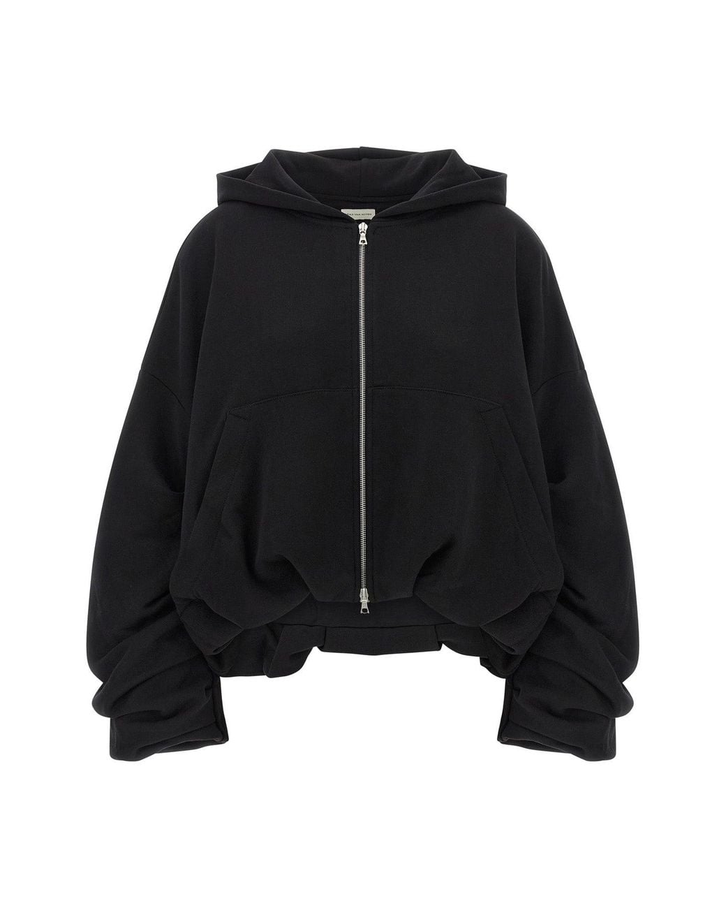 Dries Van Noten Black Hoodie With Sculptural Sleeves