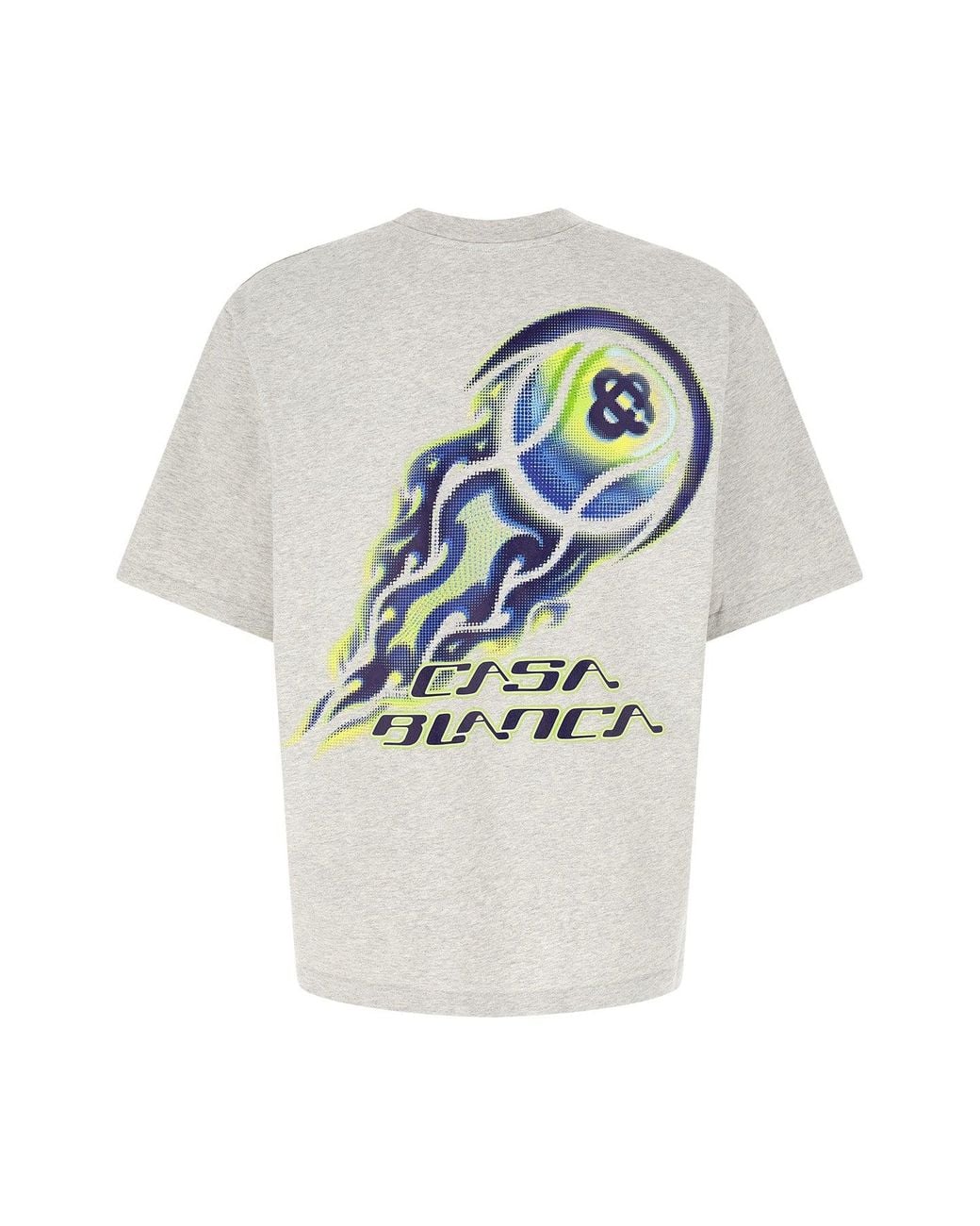 Casablanca White T-Shirt With Flaming Tennis Ball Print for men