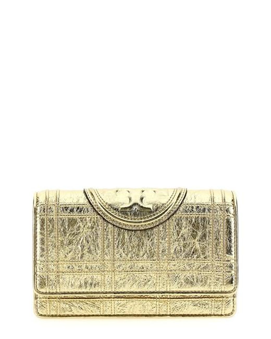 Tory Burch 'fleming Soft Metallic Square Quilt' Wallet | Lyst