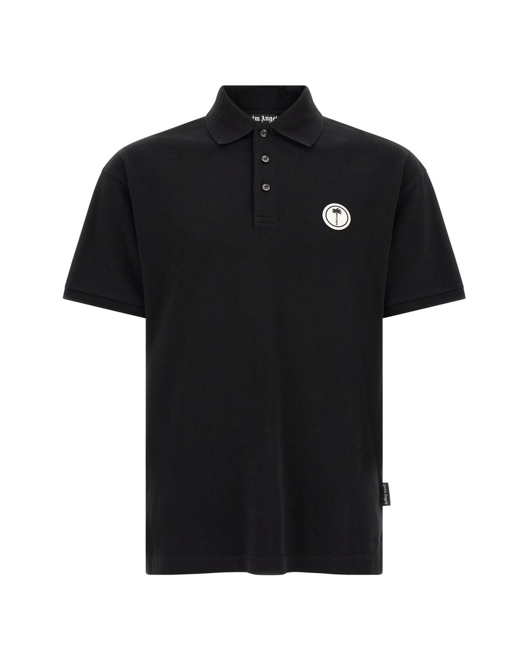 Palm Angels Black Logo Patch Polo Shirt for men