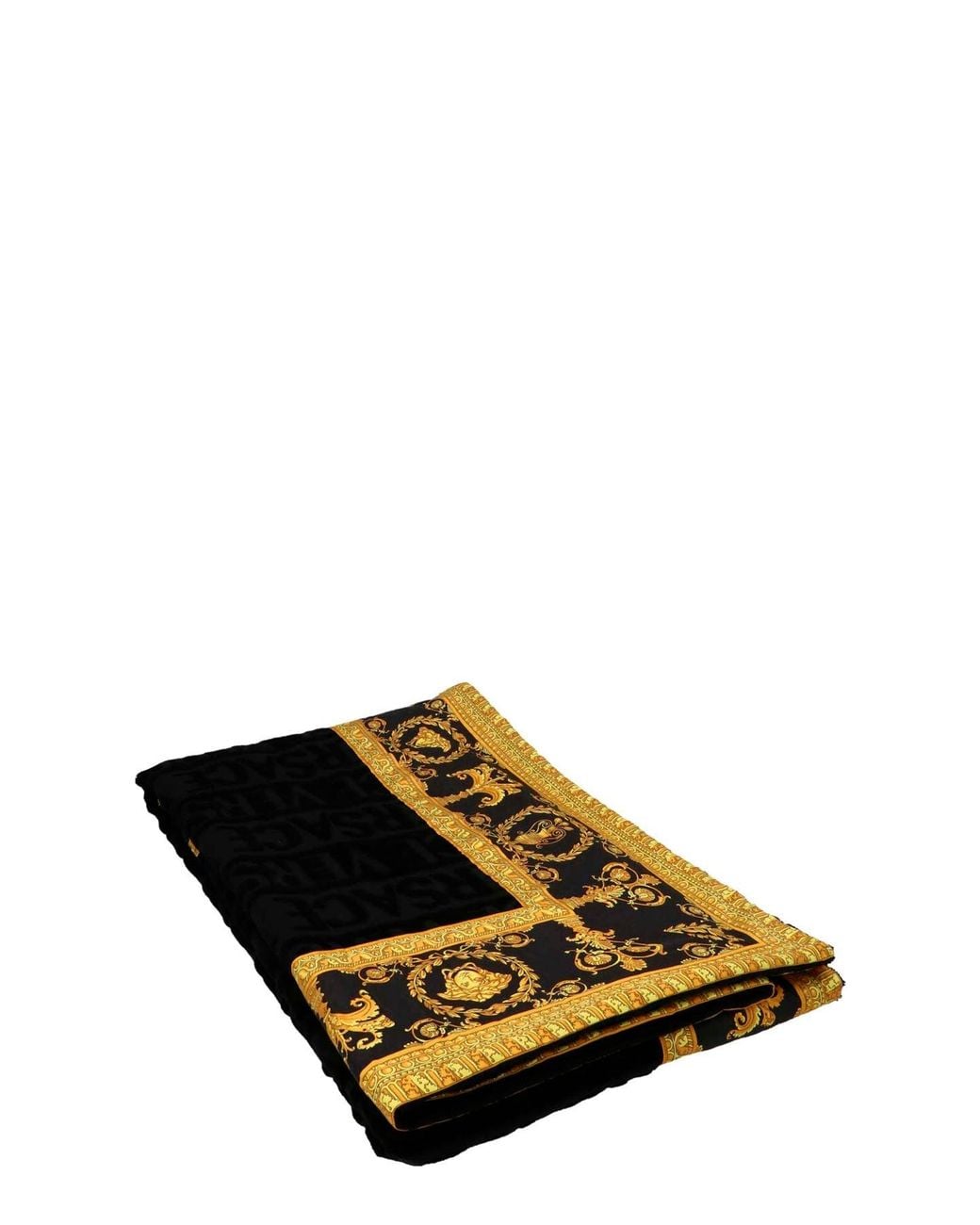 Versace Black Beach Towel Barocco Detail