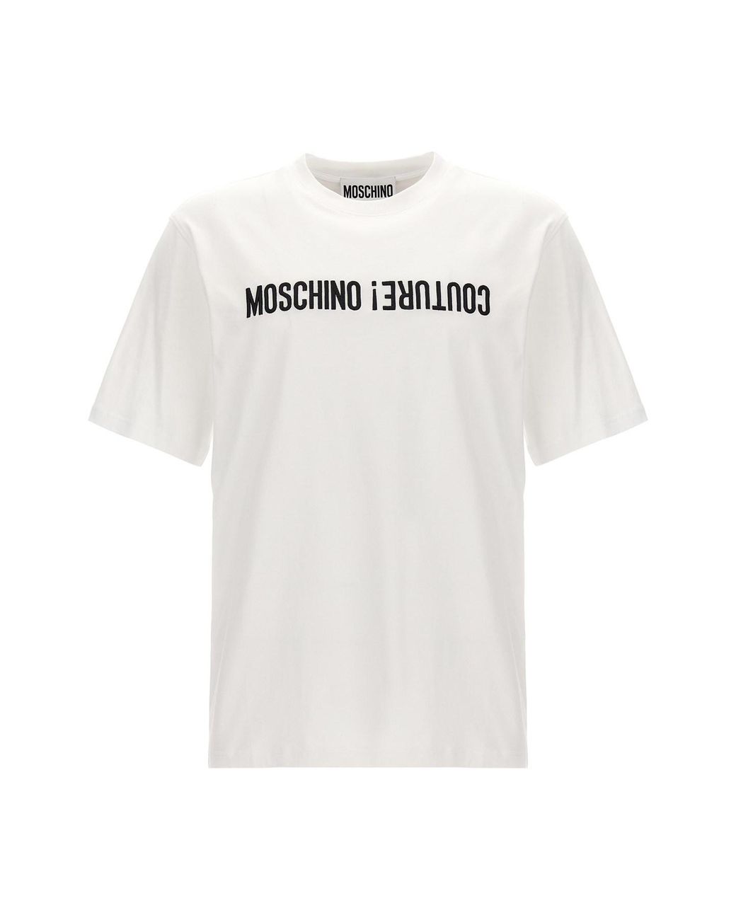 Moschino White Logo Embroidery T-shirt for men