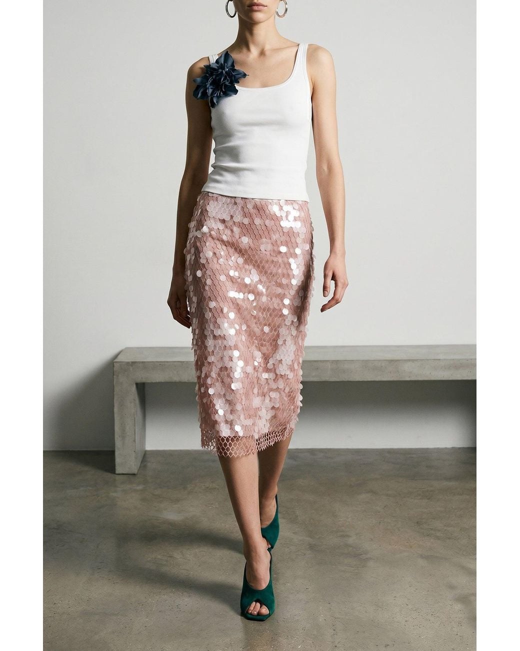 Tory Burch Pink Maxi Sequin Skirt