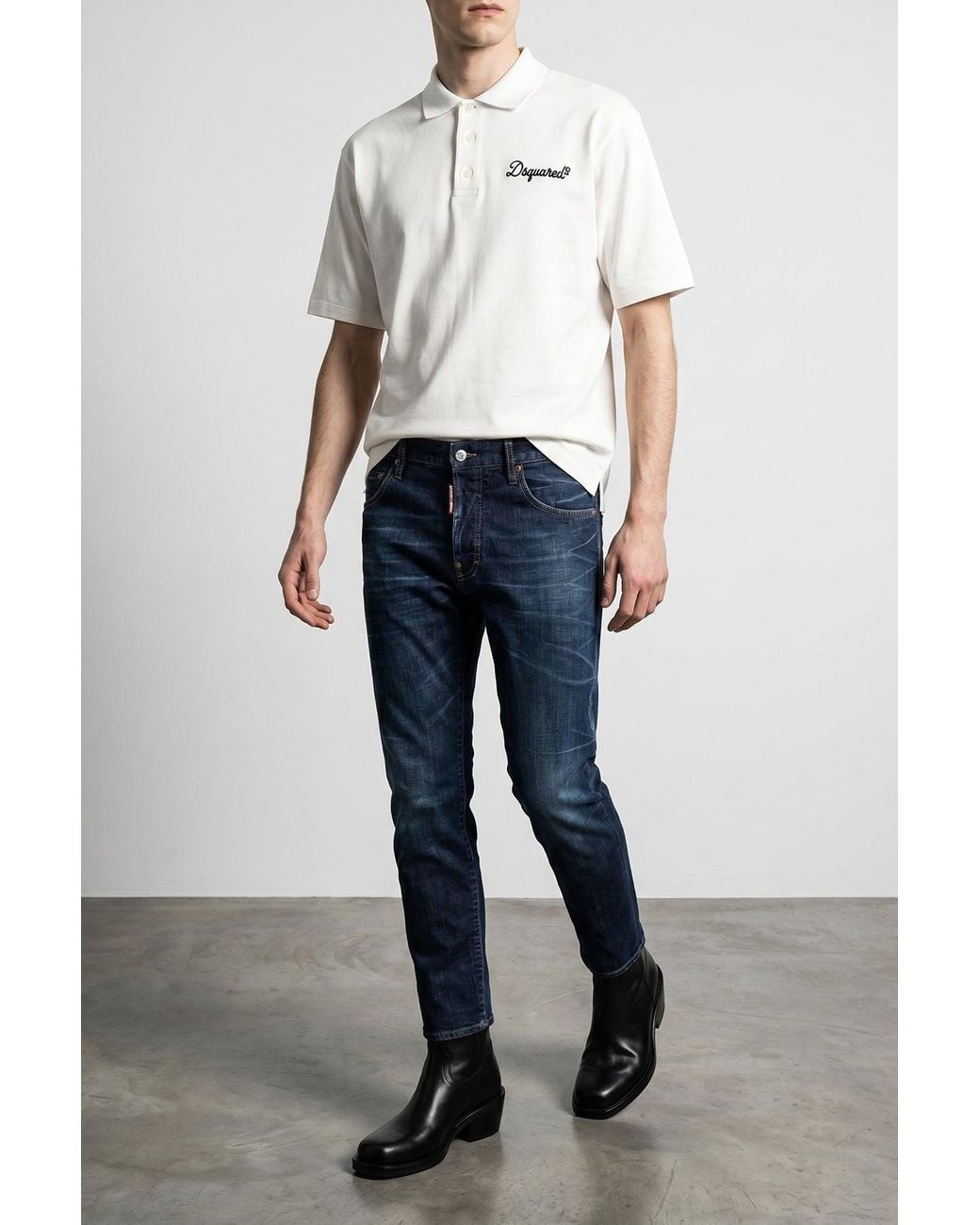 DSquared² Blue Jeans With Signature Leather Patch for men