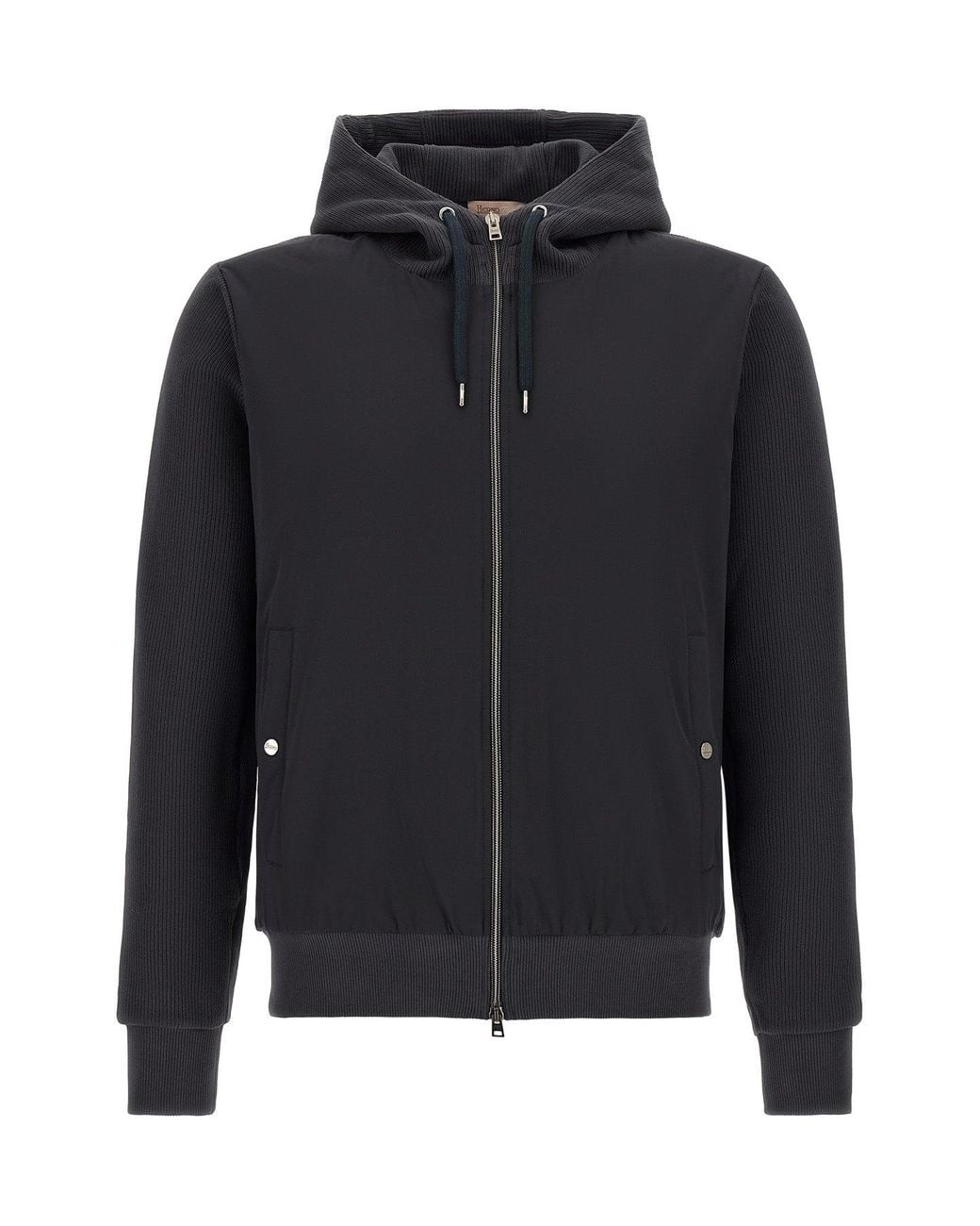 Herno Black Hybrid Jacket With Metal Hardware for men