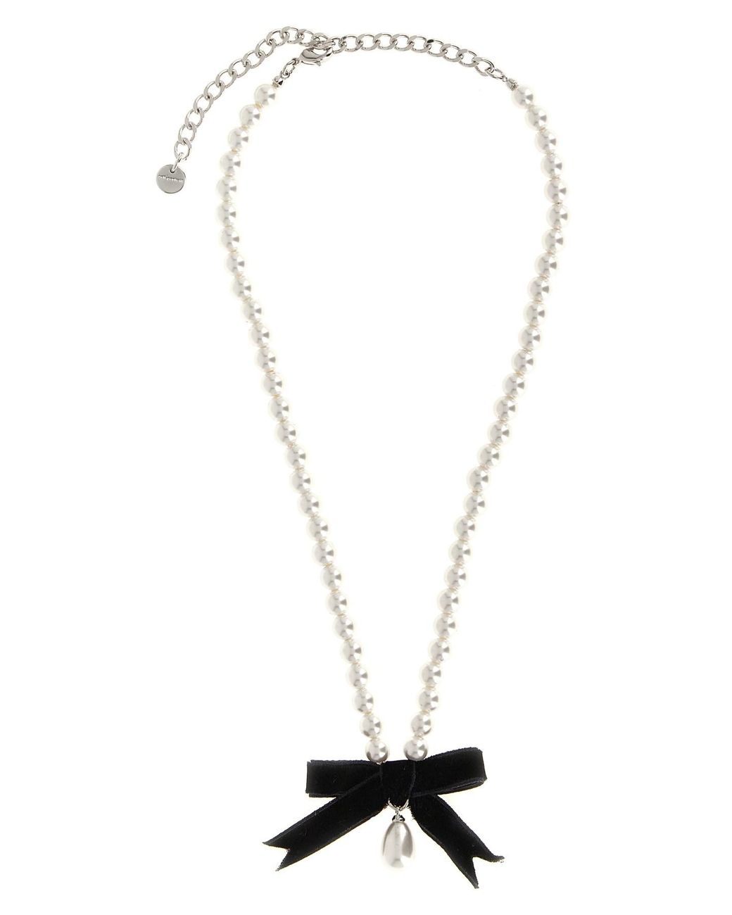 Self-Portrait White 'black Bow Pearl' Necklace