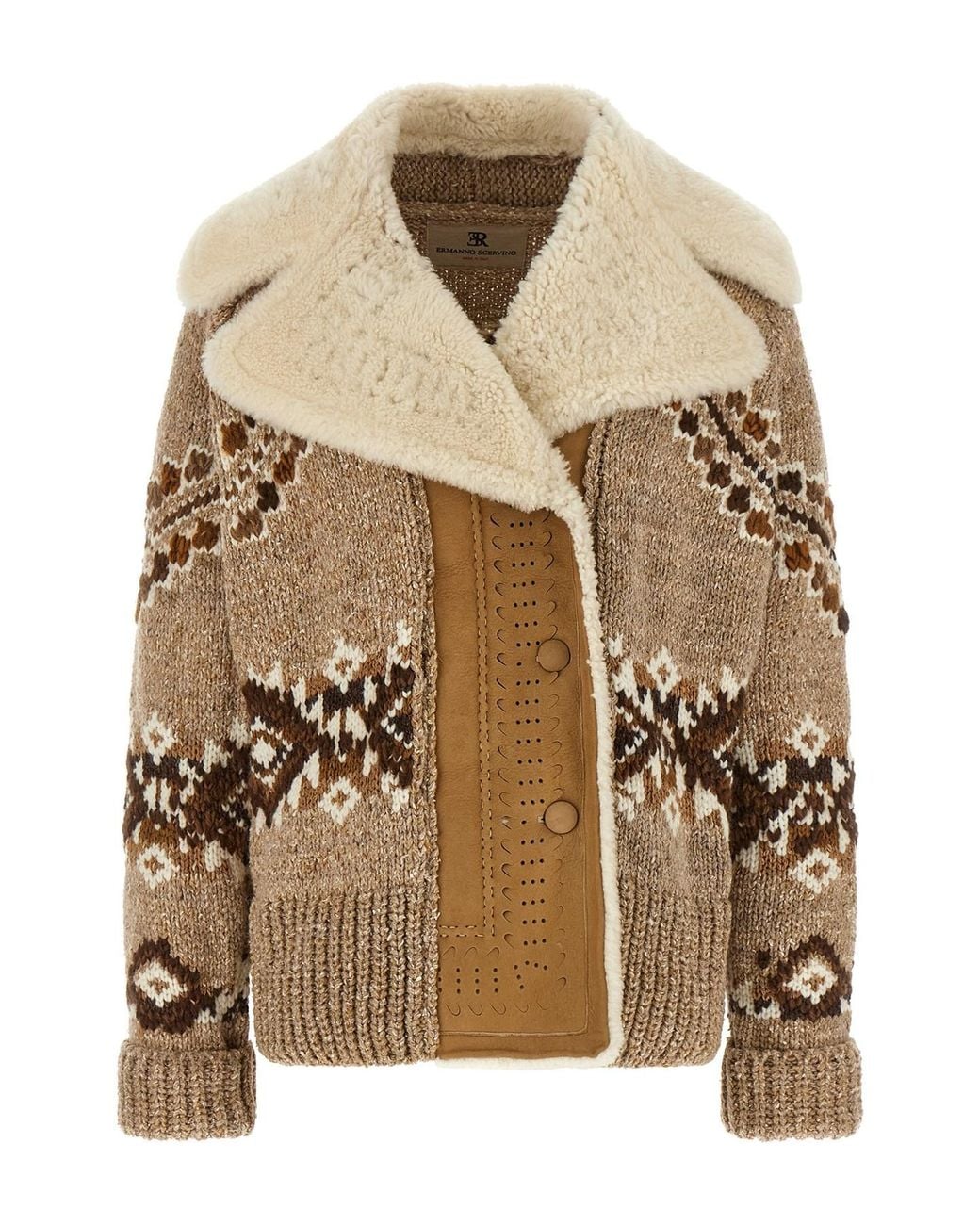 Ermanno Scervino Brown Brogue Detail Jacket