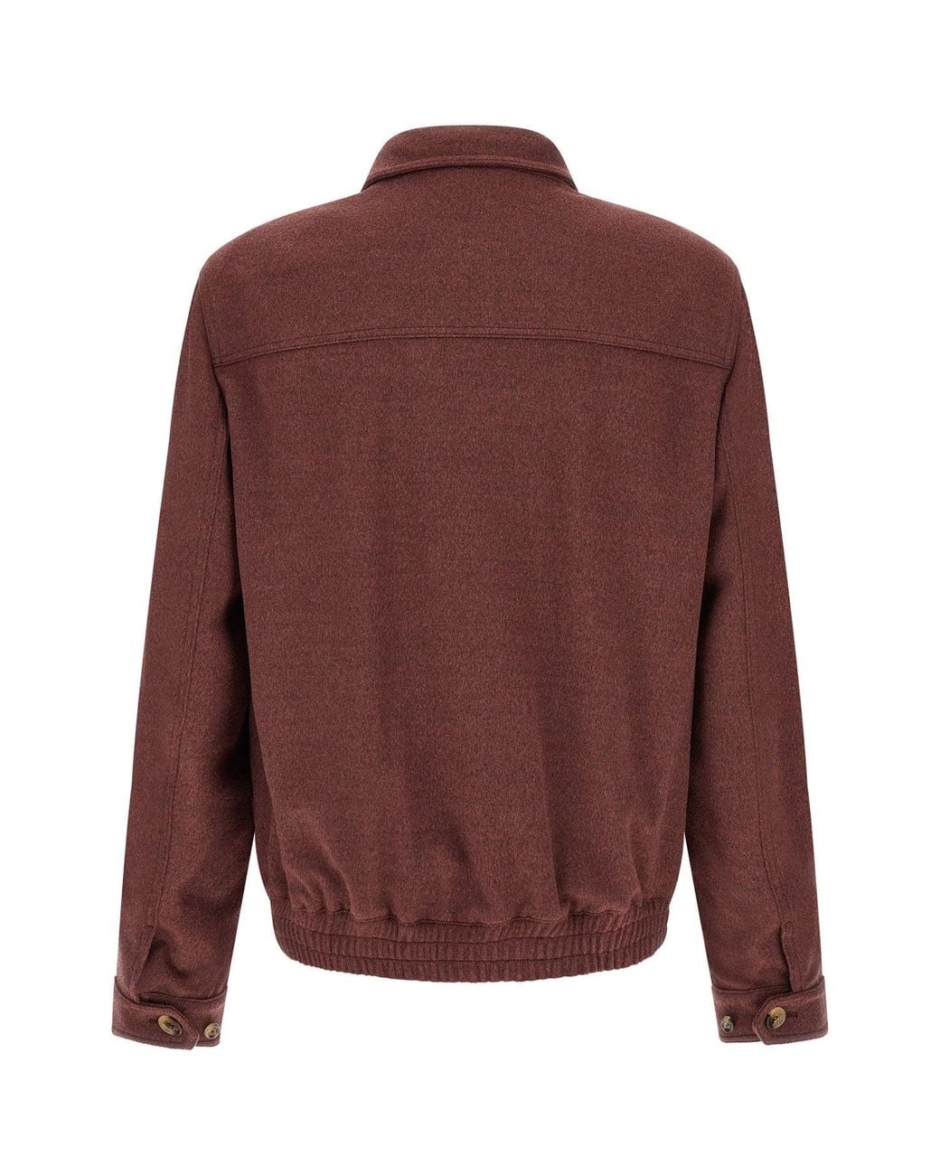 Brunello Cucinelli Brown Virgin Wool Beaver Bomber Jacket for men