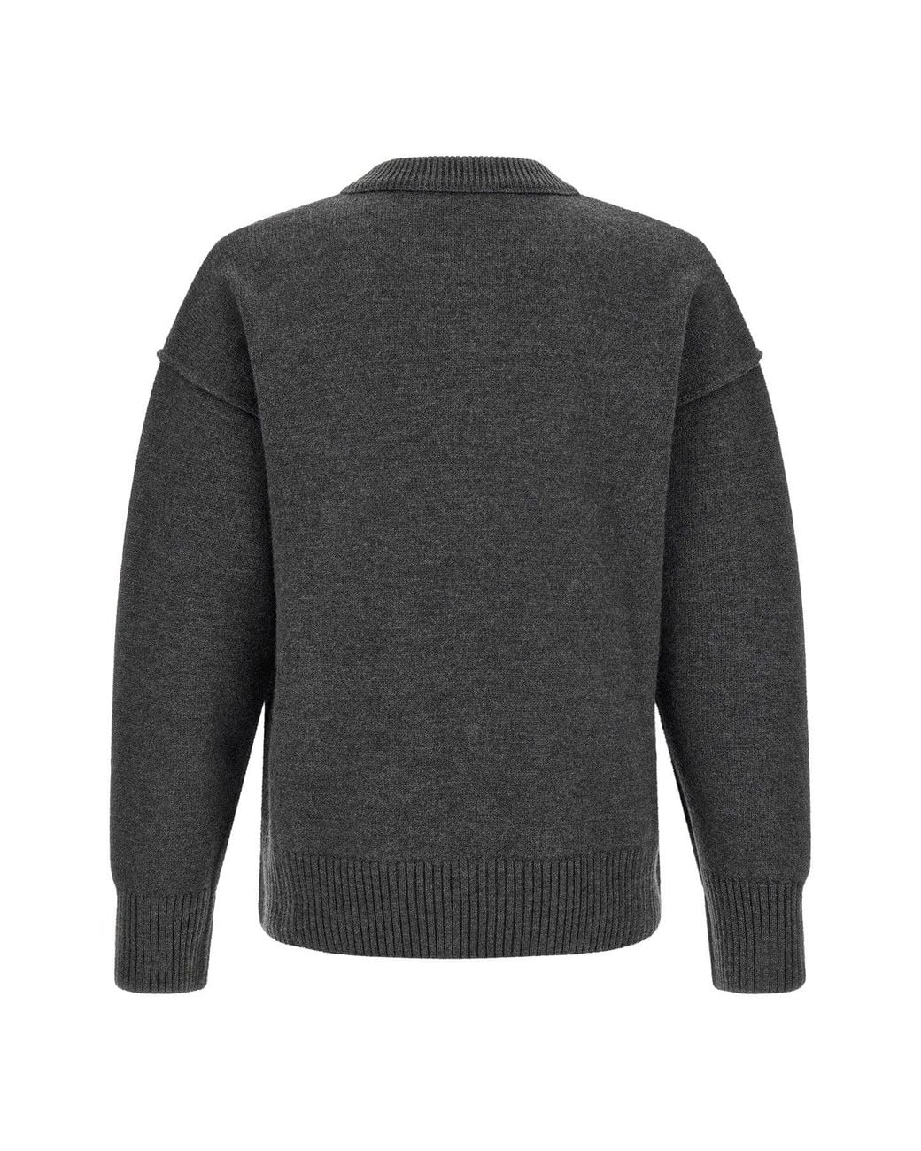 AMI Gray Crewneck Sweater Exposed Seams for men