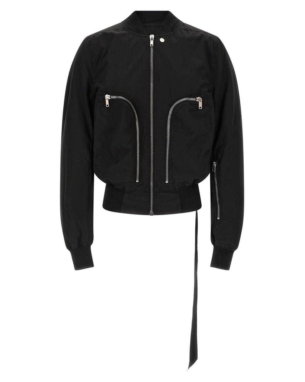 Rick Owens Black Bomber With Curved Zip Pockets for men