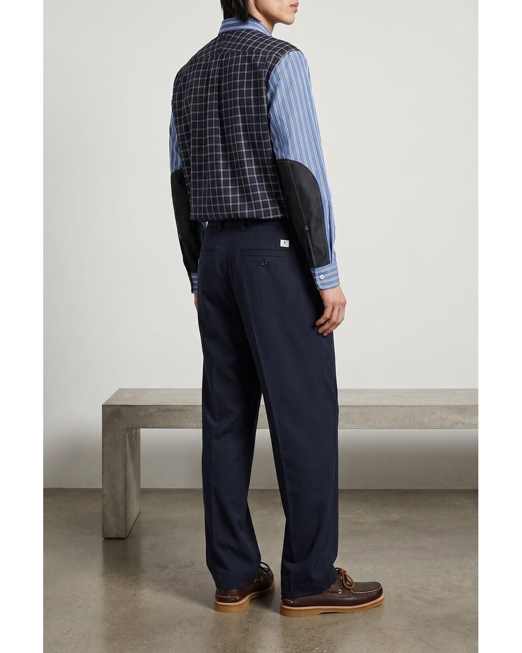 Junya Watanabe Blue Patchwork Cotton Shirt for men