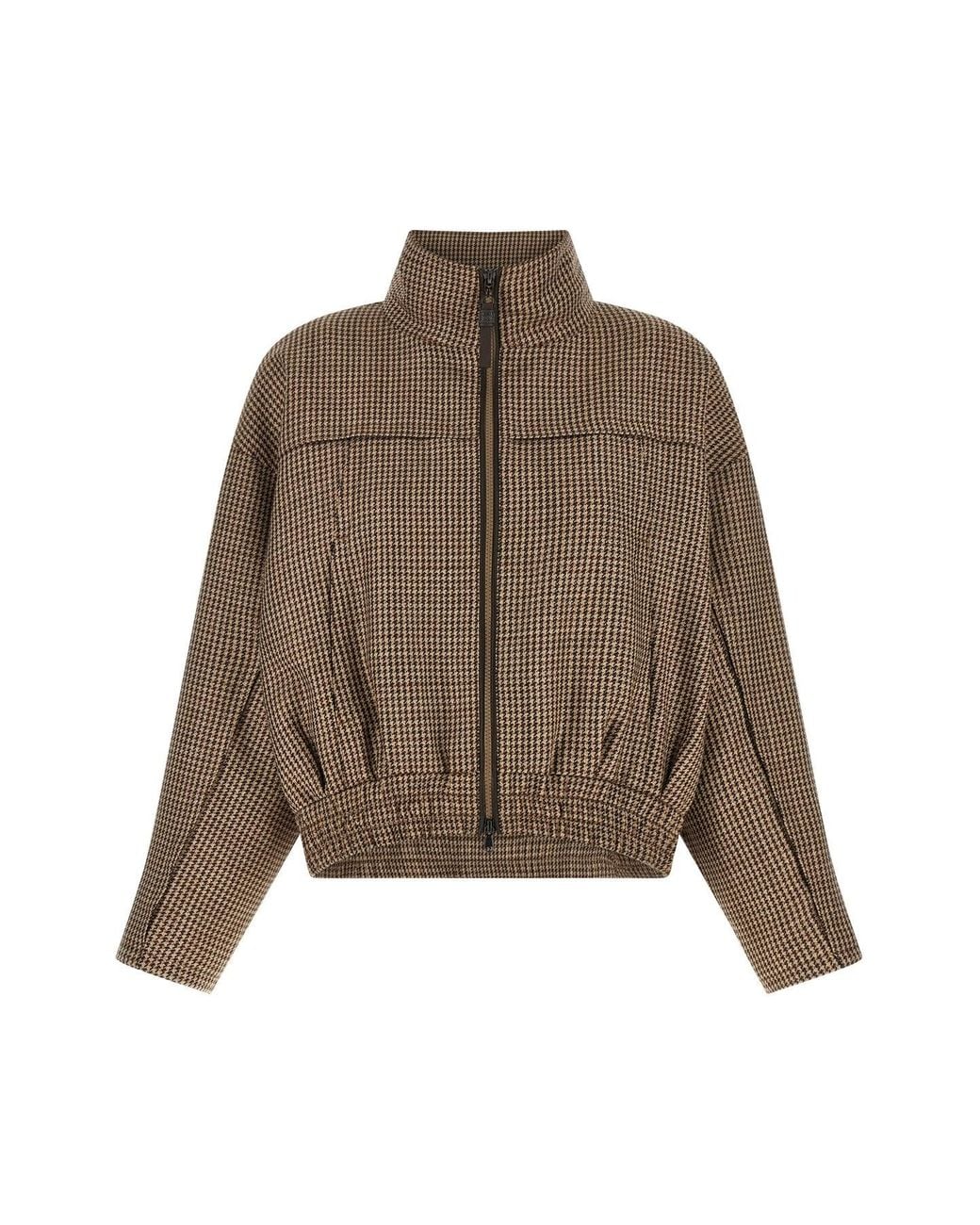 Brunello Cucinelli Brown Cropped Jacket + Shiny Zipper Pull
