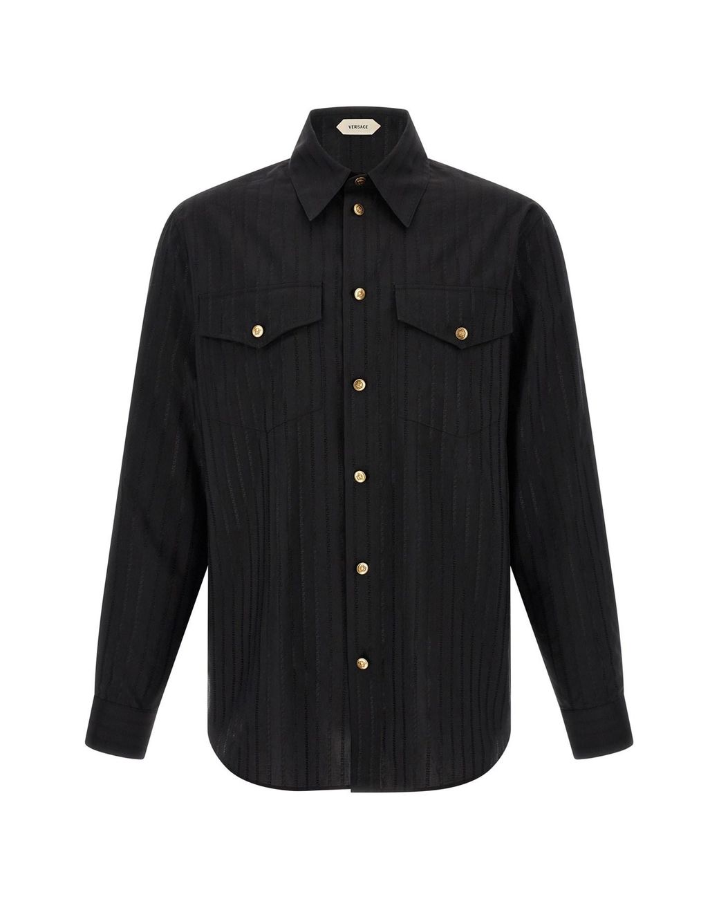 Versace Black Jacquard Silk Shirt for men