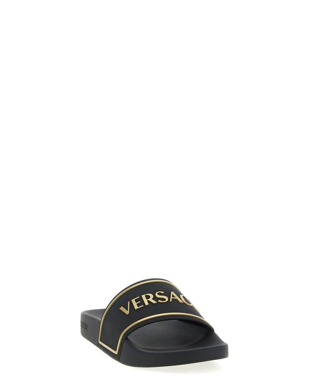 Versace Pantoletten Mit Geprägtem Logo in Black für Herren