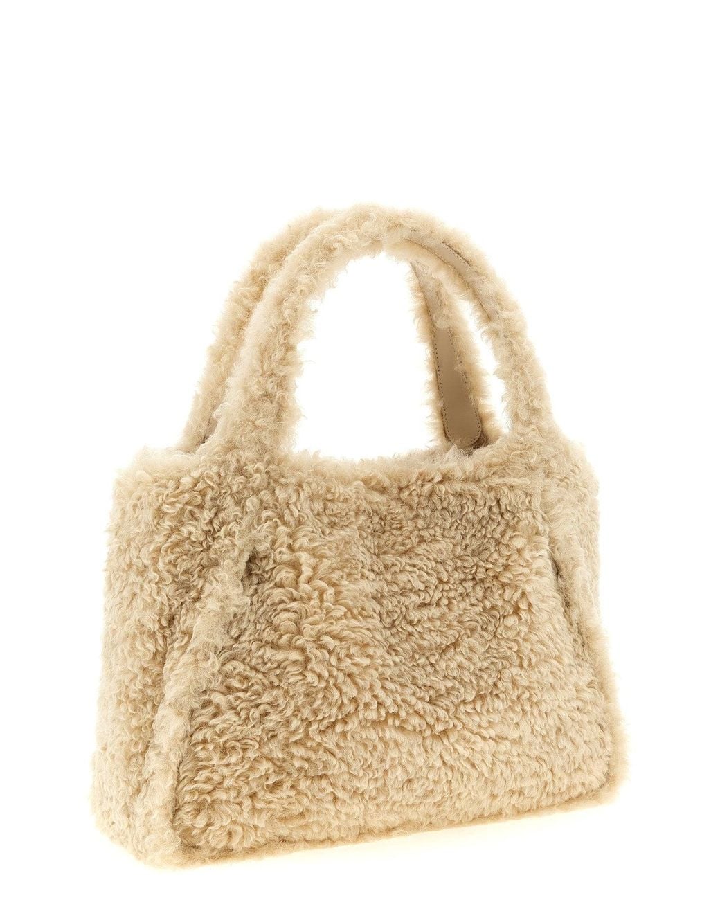 Stella McCartney Metallic Stella Logo Faux Shearling Tote