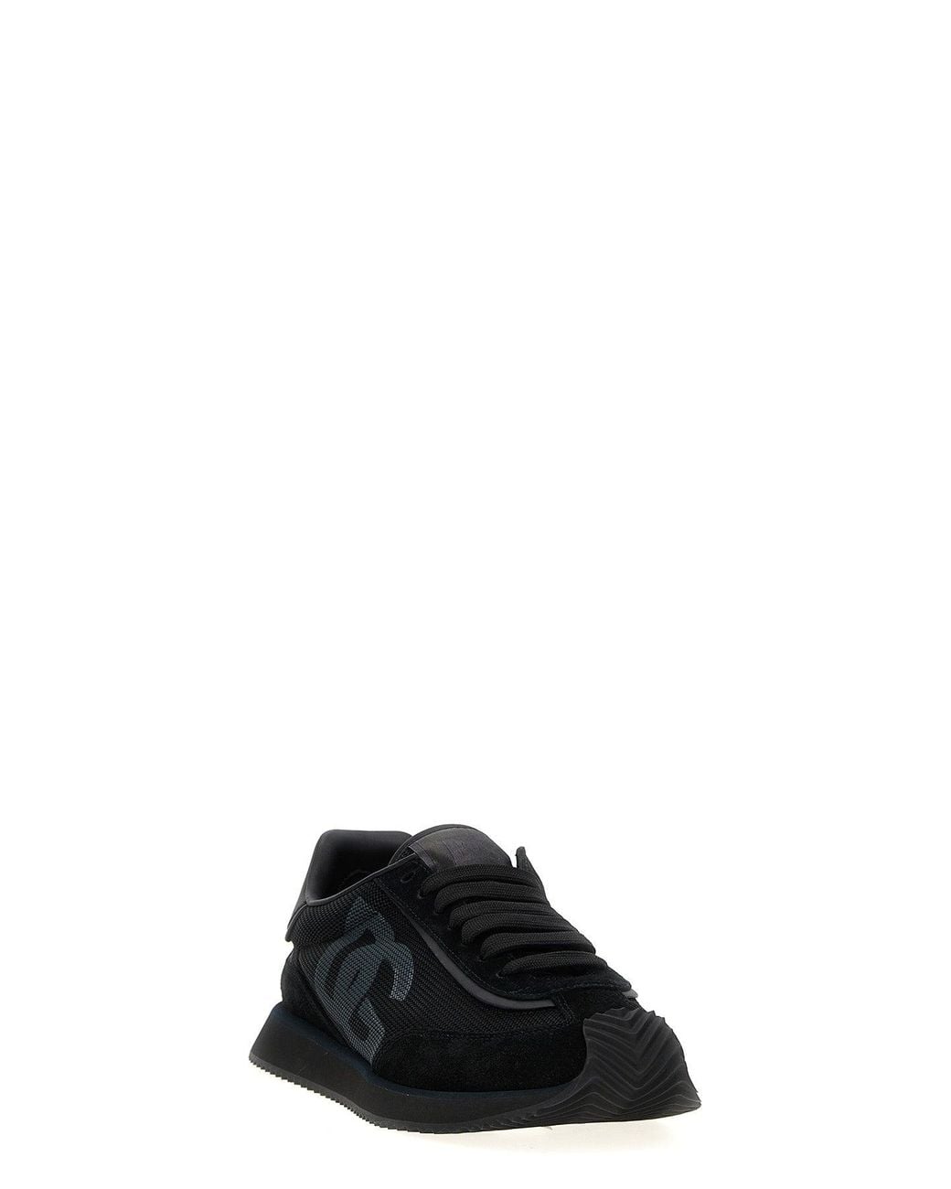 Dolce & Gabbana Black Low-Top Sneakers With Maxi Dg Logo for men