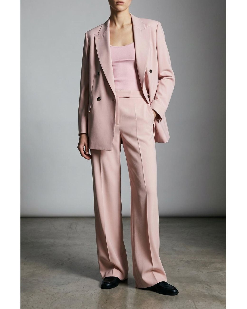 Max Mara Pink Wool And Silk Tailored Trousers