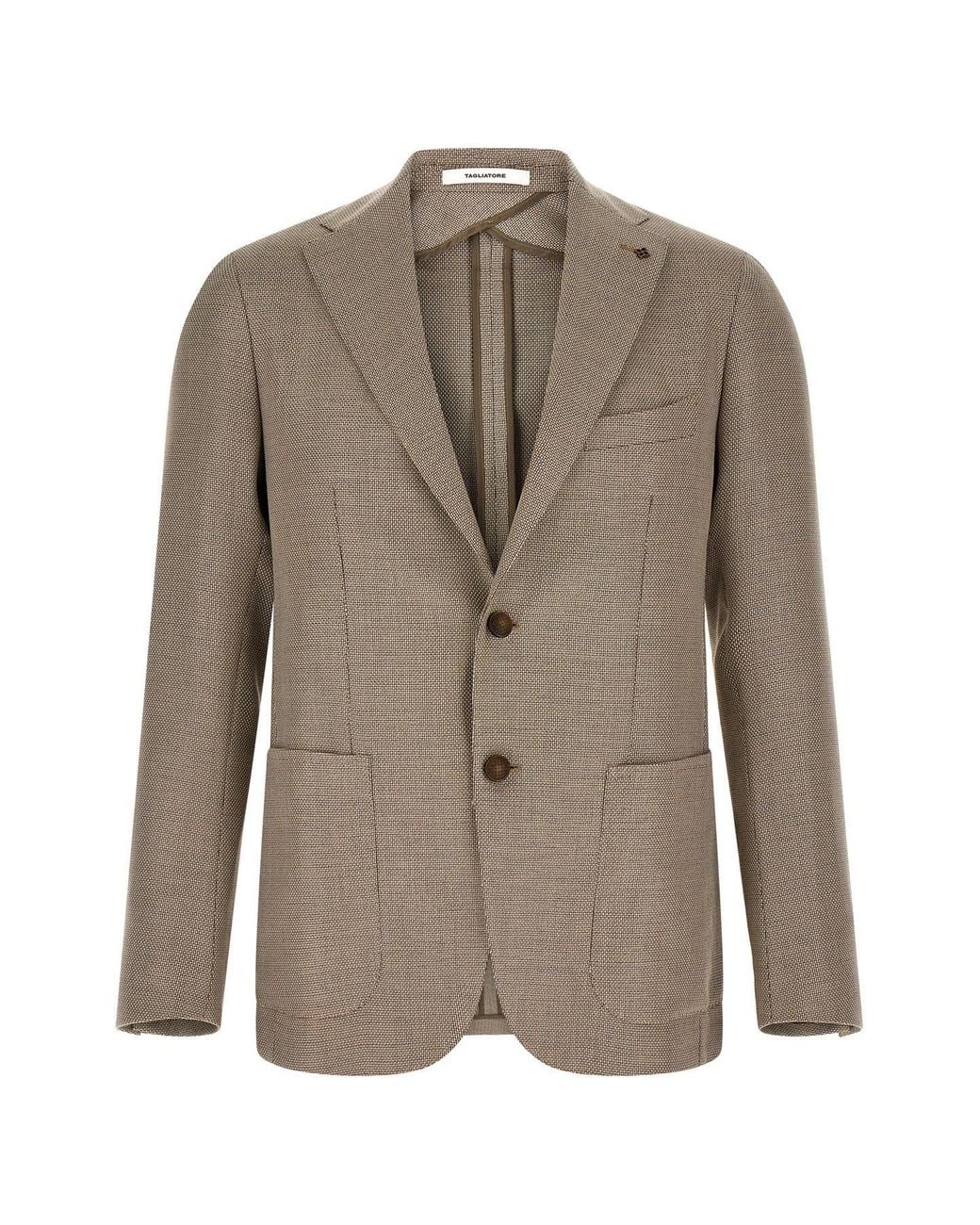 Tagliatore Brown Single-Breasted Blazer With Patch Pockets for men