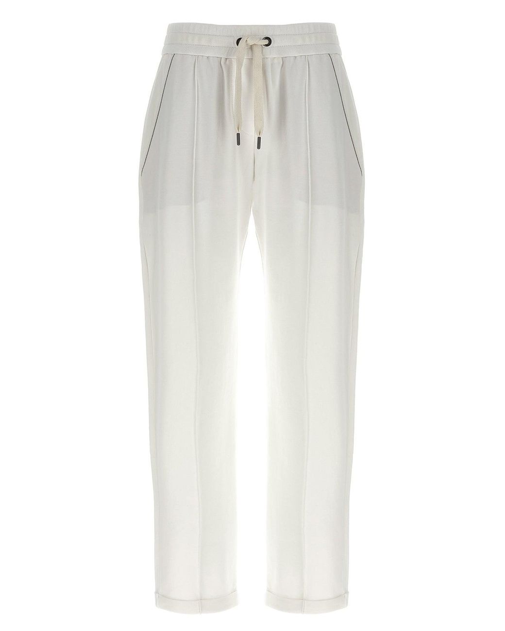 Brunello Cucinelli White Cream 'Track' Jogging Trousers