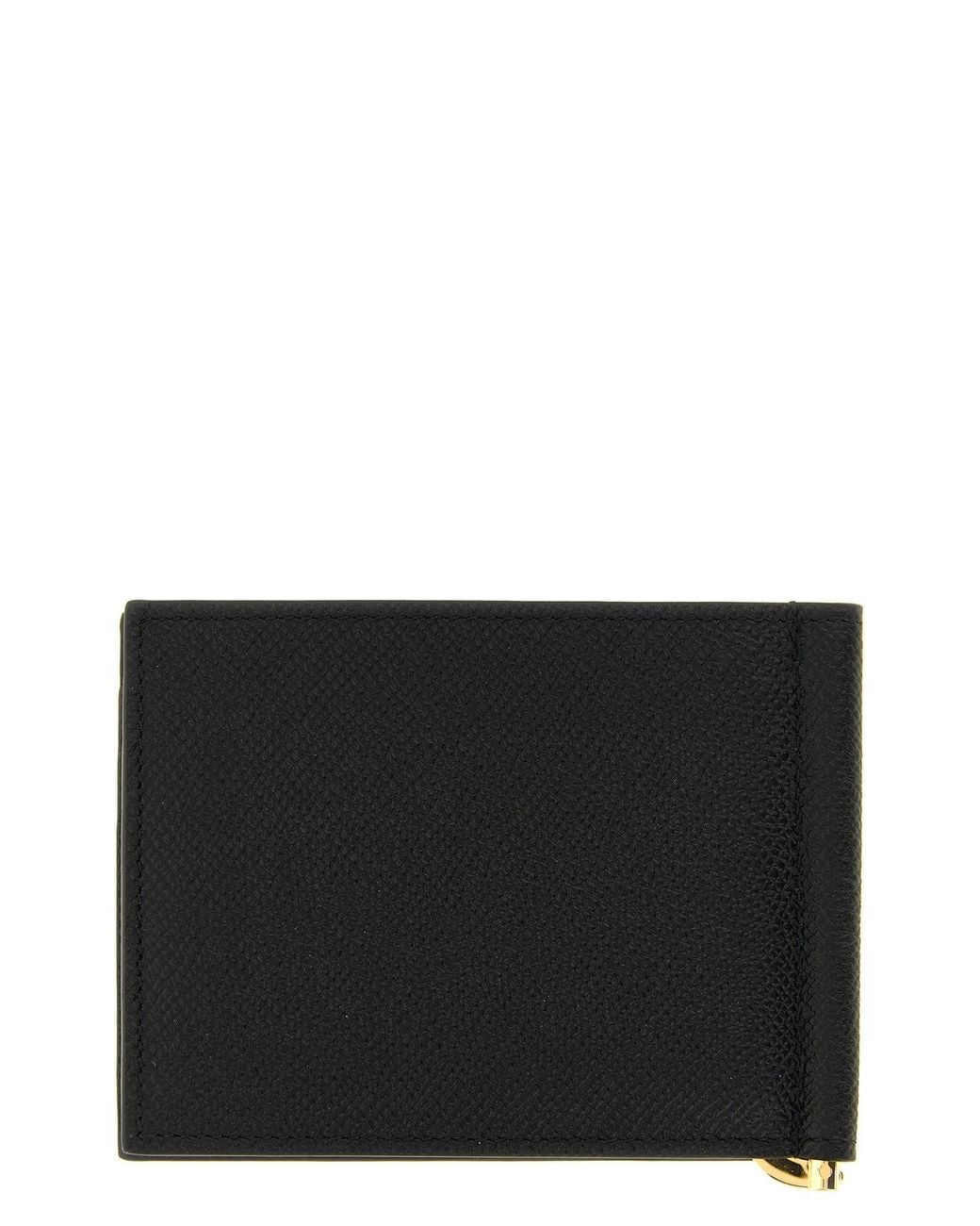 Ferragamo Black Gancini Wallet With Money Clip for men