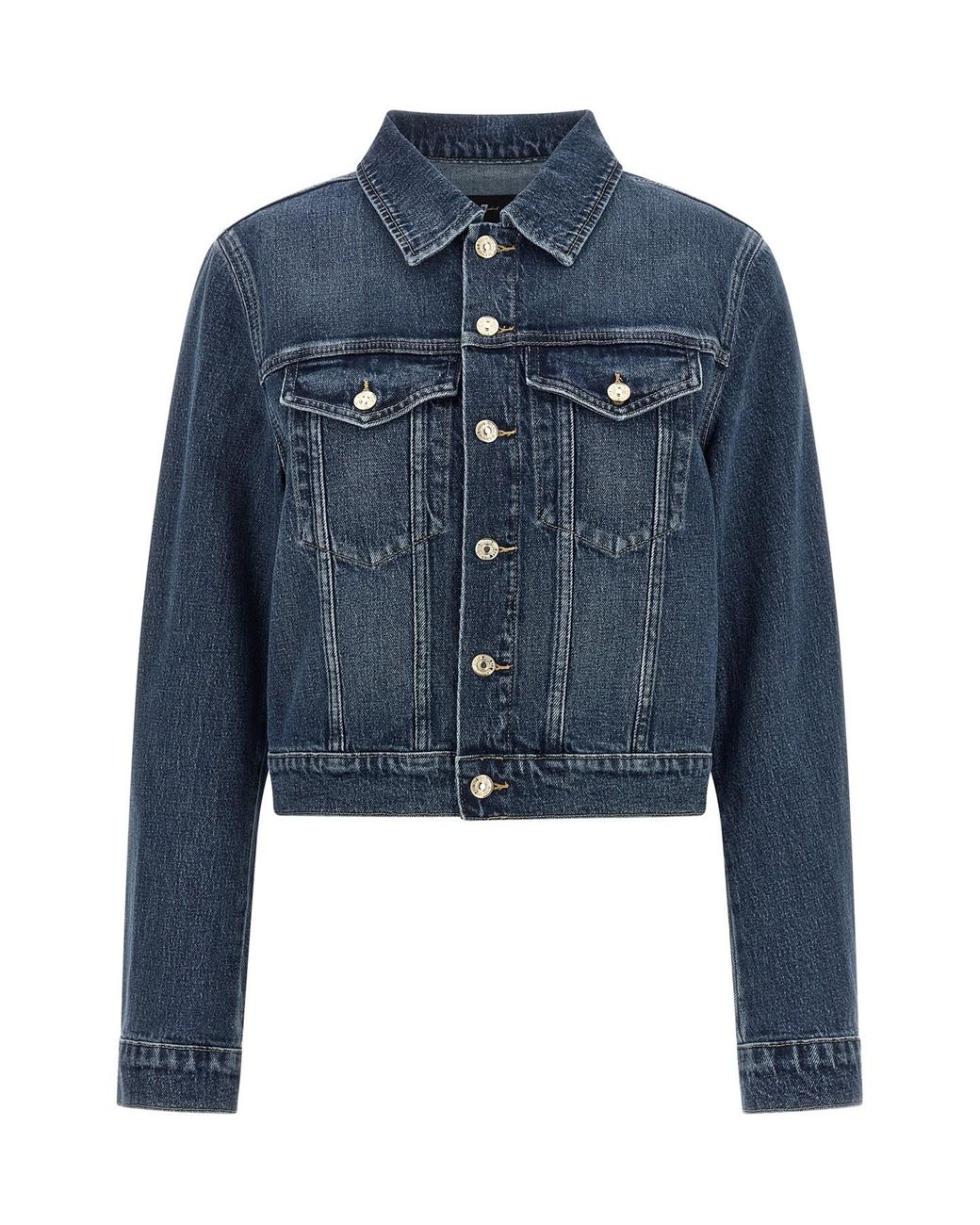 7 For All Mankind Blue 'darted Shrunken' Jacket