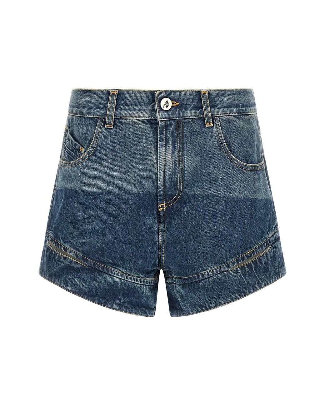 The Attico Blue Cut-Out Shorts