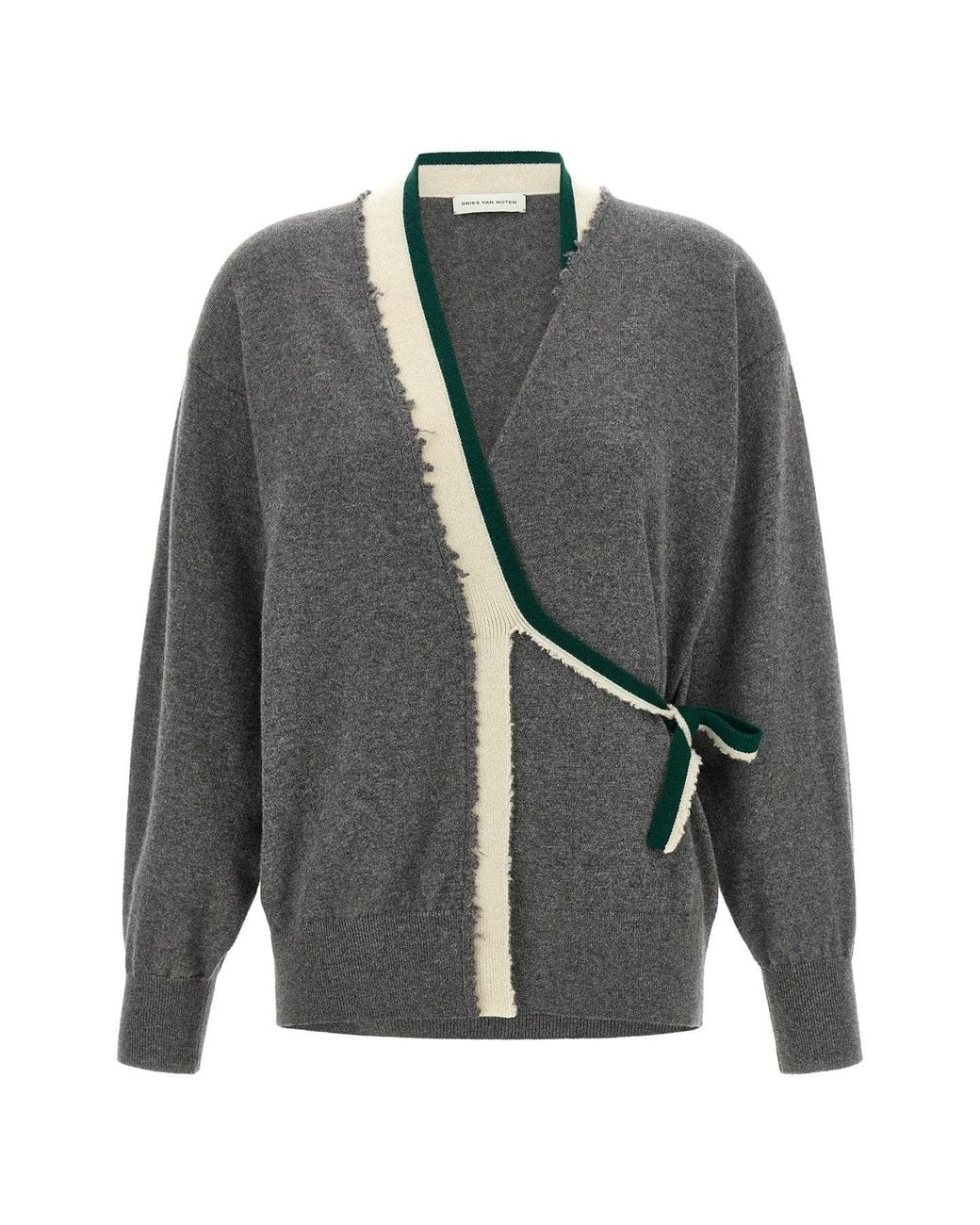 Dries Van Noten Gray "Toma" Wrap-Front Cashmere Cardigan