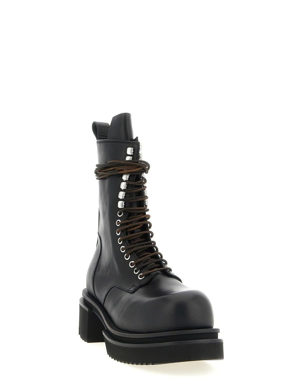 Rick Owens Black Lace Up Bogun Ankle Boots for men