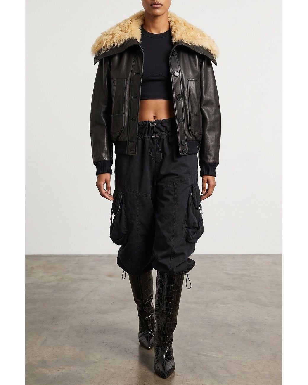 The Attico Black Bustier Crop T-Shirt