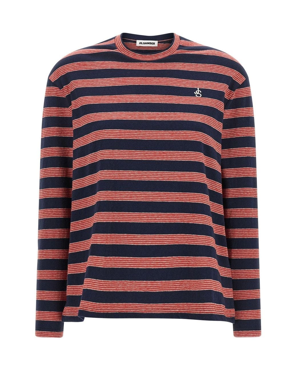 Jil Sander Multicolor Striped T-Shirt With Embroidered Logo