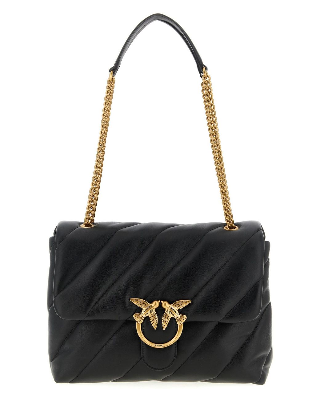 Pinko Black Big Love Puff Maxi Quilt Bag