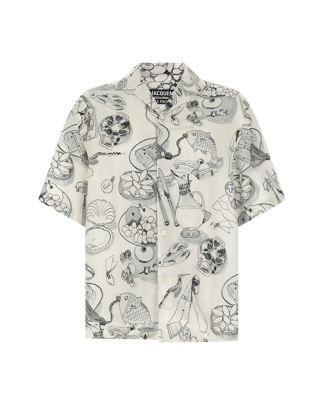 Jacquemus White La Chemise Cocktail Shirt With Graphic Print for men