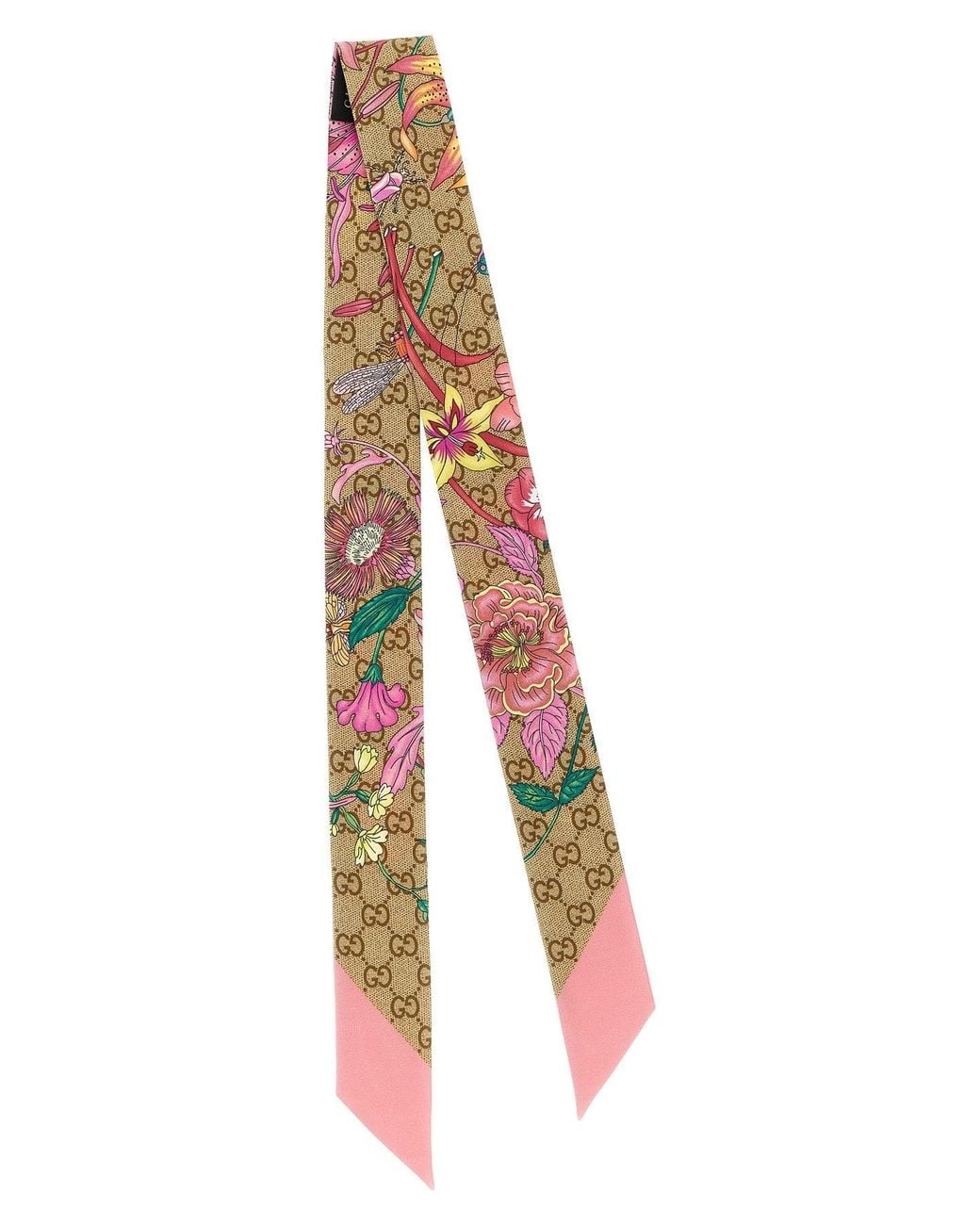 Gucci Multicolor Gg And Flora' Silk Bandeau