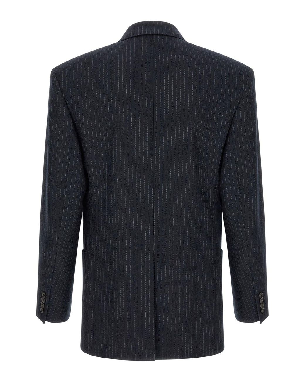 Saint Laurent Blue Pinstripe Double-Breasted Blazer for men