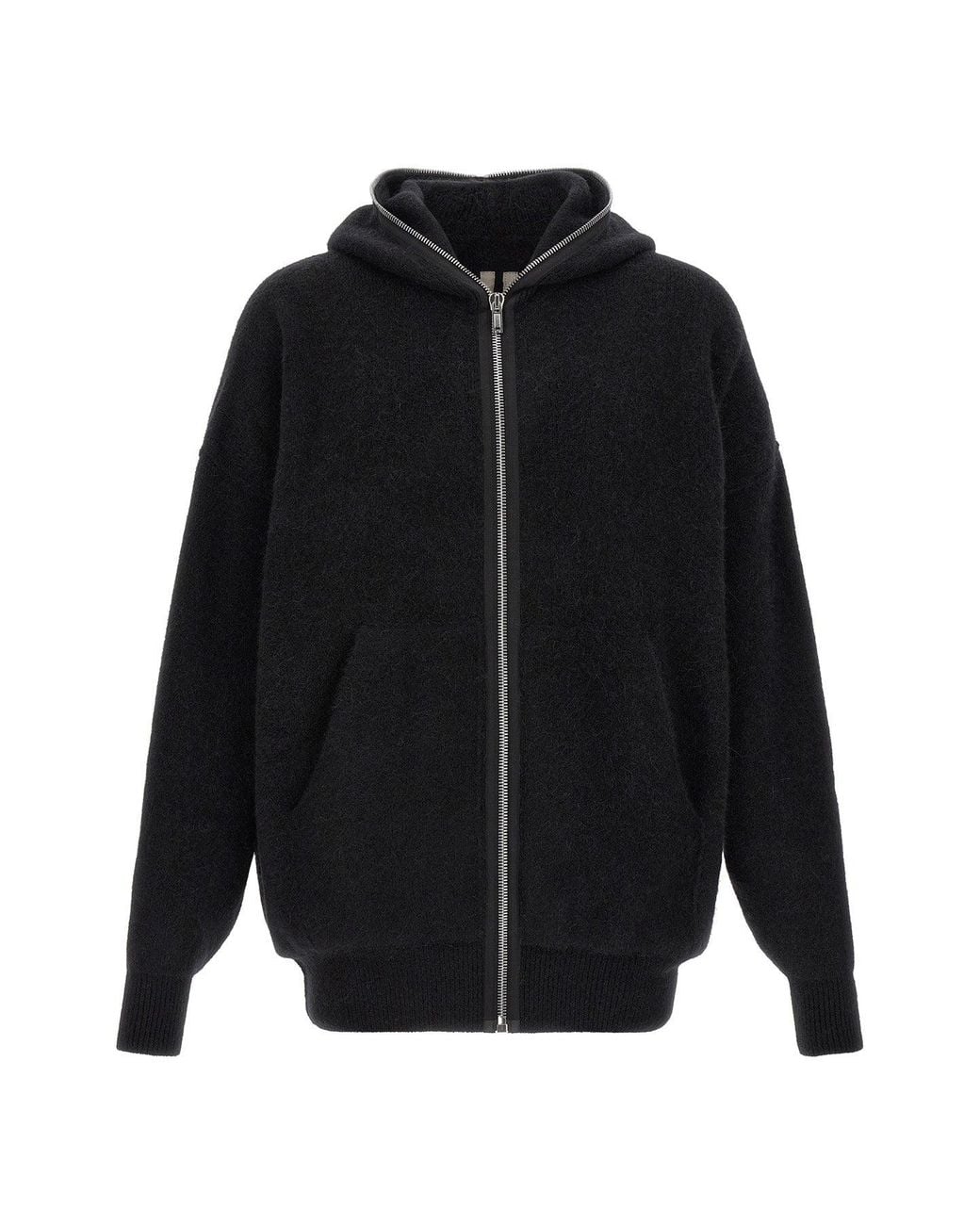 Rick Owens Black Hoodie With Full Gimp Zipper for men