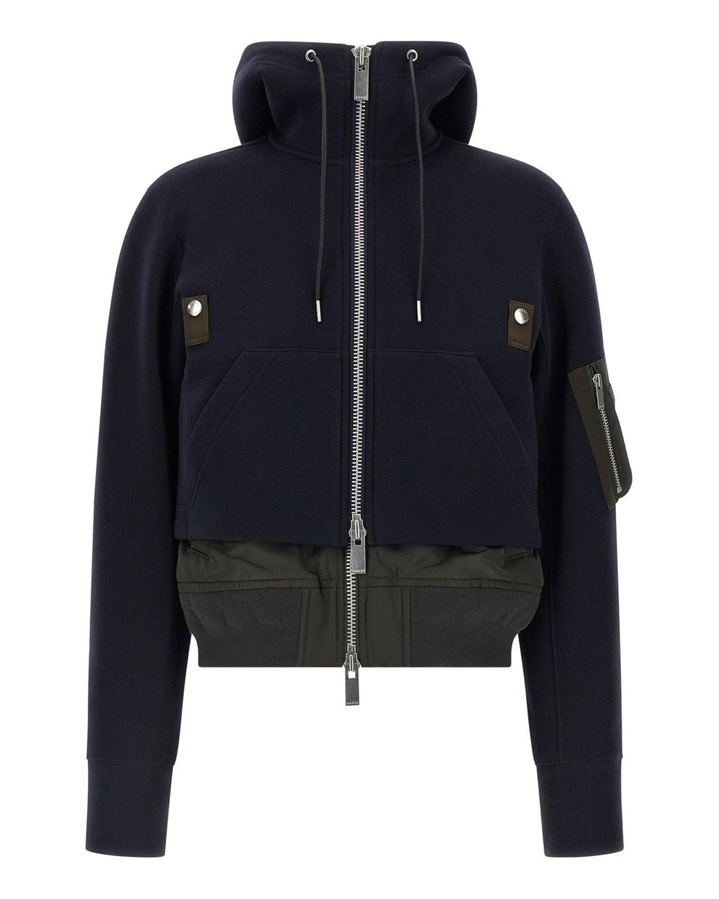 Sacai Blue Hybrid Hoodie-Tone Hardware