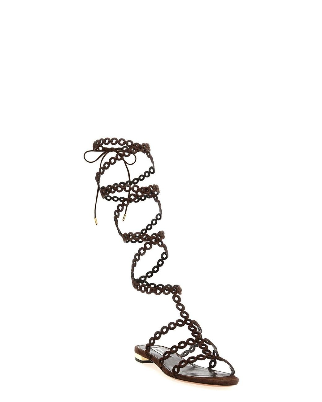 Aquazzura Brown 'Infinity Chain Gladiator Flat' Sandal