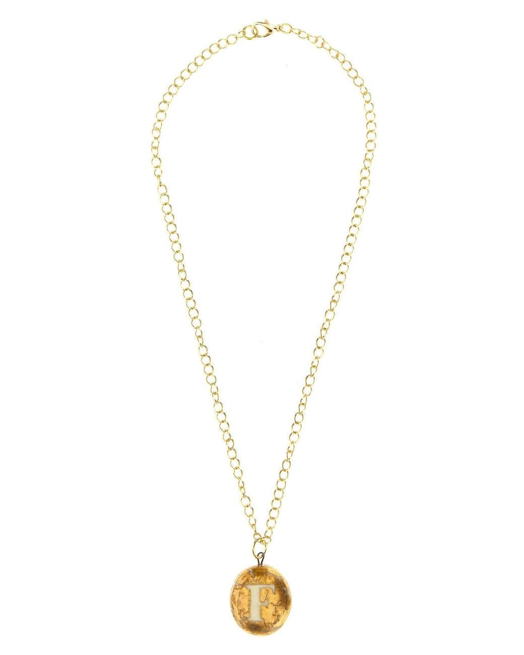 Vetrofuso Metallic Necklace 'Pendente Lettera Ovale Charm Mignon'