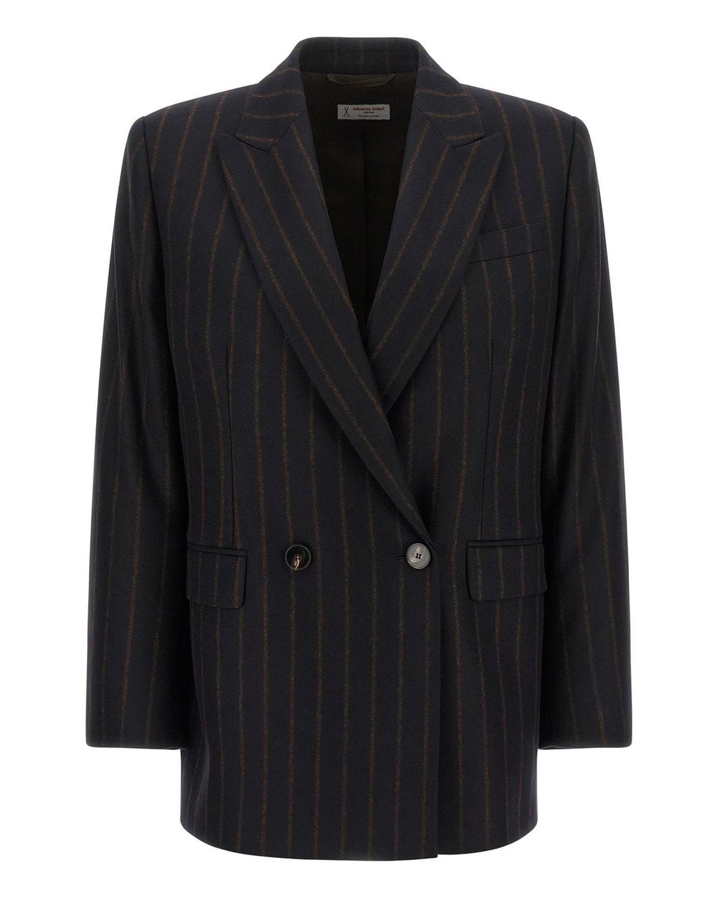 Alberto Biani Black Pinstriped Flannel Blazer