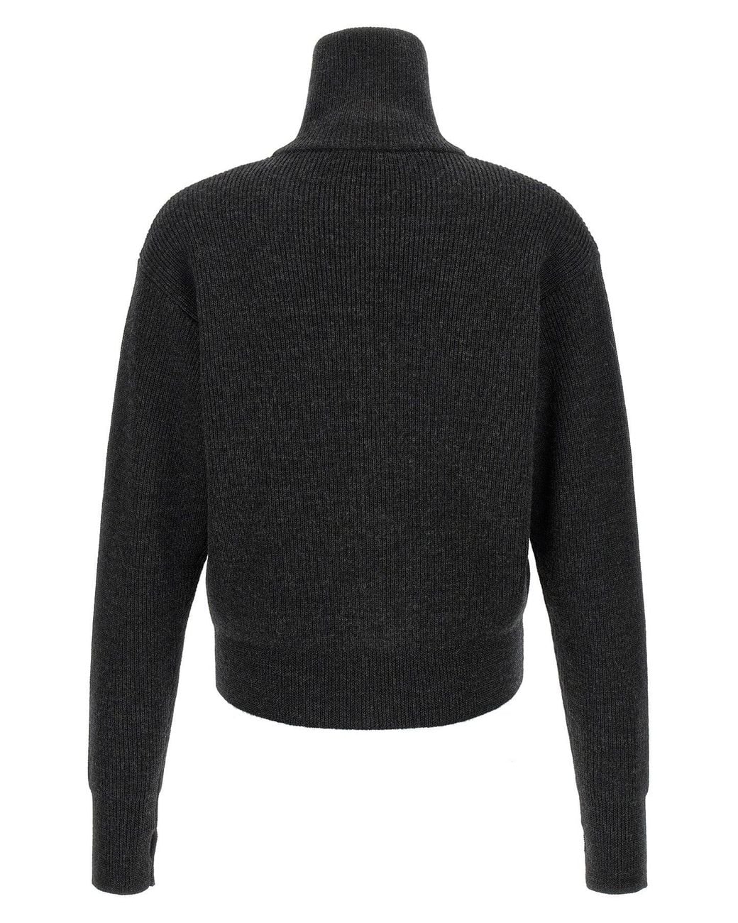 Lemaire Black Ribbed Wool Zipped Cardigan for men