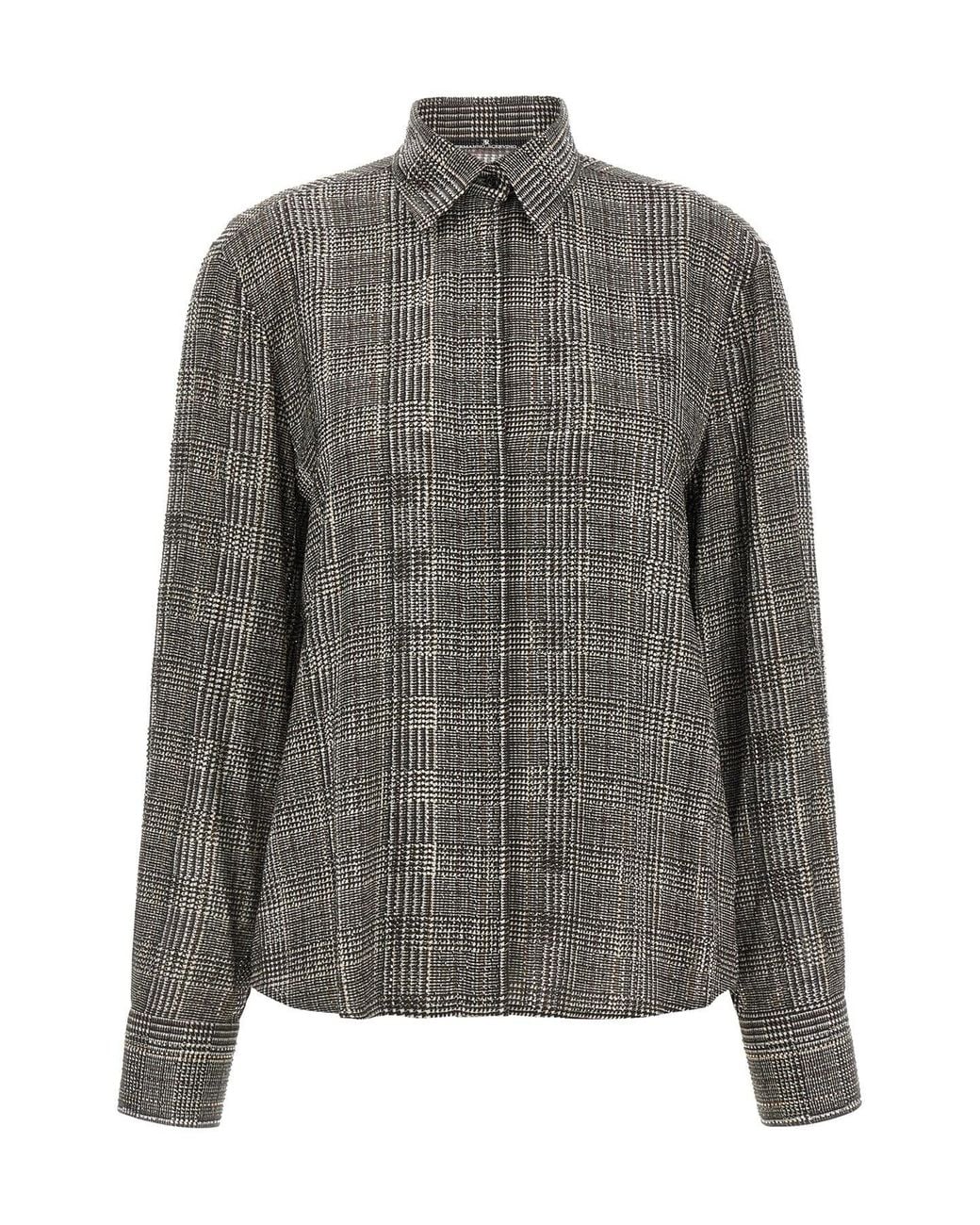 Ermanno Scervino Gray All-Over Rhinestone Shirt