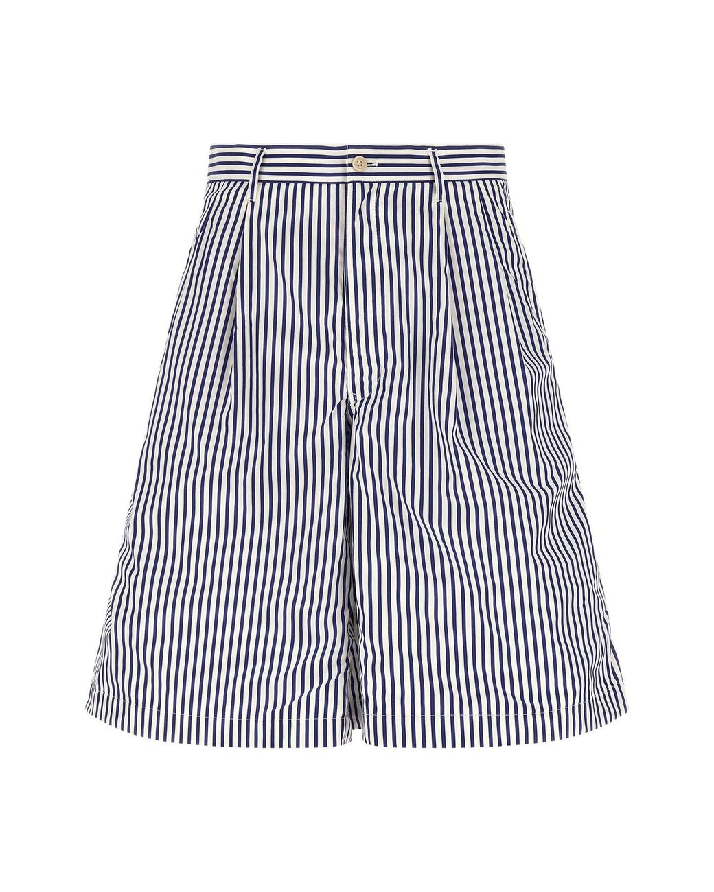 Comme des Garçons Blue Striped Cotton Bermuda Shorts for men