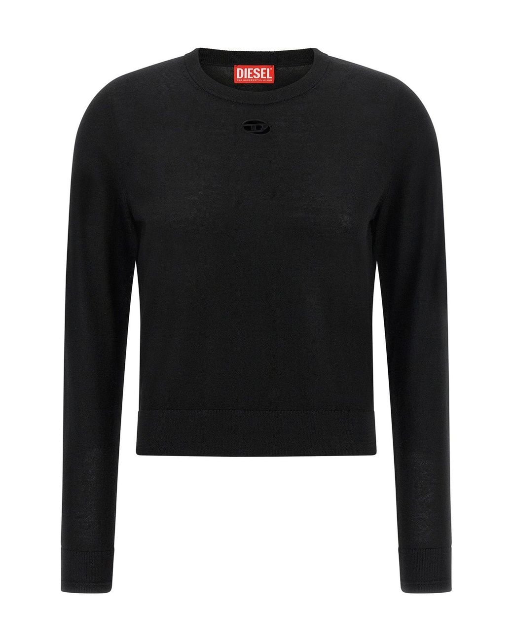 DIESEL Black Sweater With Cut-Out Oval D Logo