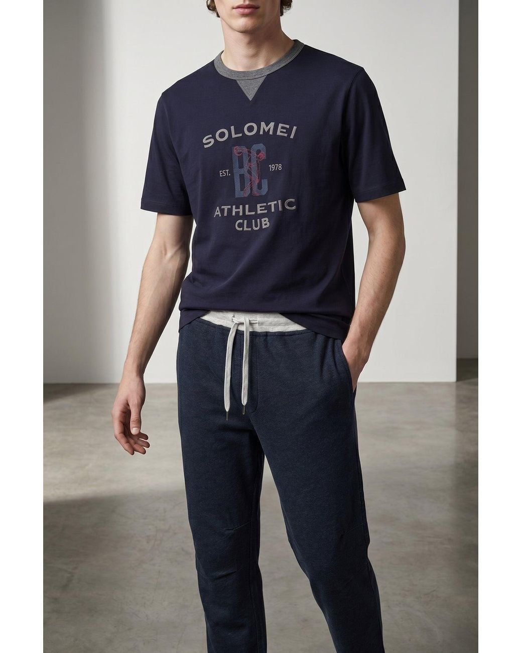 Brunello Cucinelli Blue 'Solomei Athletic Club' T-Shirt for men